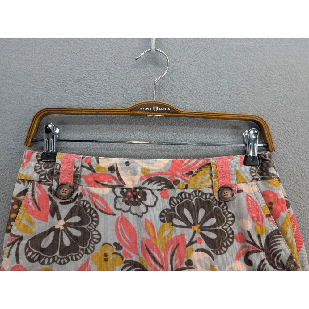 Y2K Boden Floral Corduroy Mini Skirt Size 4 Multicolor Knee Length Boho Academia